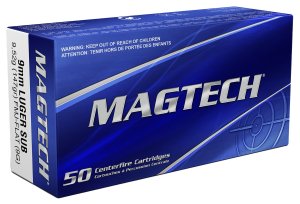 Magtech 9G 9mm Luger 147gr FMJ Flat Subsonic Ammo 50 Rounds