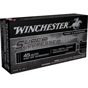 Winchester SUP45 45 ACP 230 Grain Full Metal Jacket 50 Rounds Brass