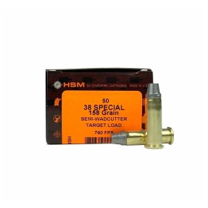 HSM Ammunition 38-2-N .38 Special 158GR Hard Cast SWC 50 Rounds