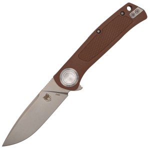 CobraTec EDC Scout Grivory Button Lock Knife Folding Blade Mocha