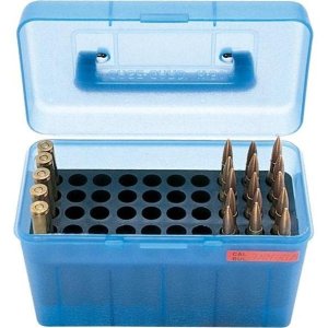 MTM Case-Gard H50RL24 Ammo Box 50rd Clear Blue Polypropylene