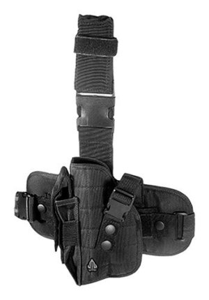 UTG PVCH178BL Left Hand Tactical Leg Holster with Mag Pouch, Black