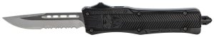 CobraTec SBCTK-1SDS 2.75" Drop Point Serrated OTF Knife, D2 Steel, Black