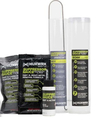 Huxwrx 3202 Suppressor Sauce Cleaning Kit Black with Mix & Soak Bottles
