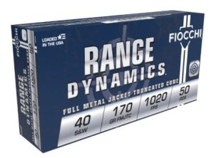 Fiocchi .40 S&W 170gr FMJTC Brass Case Pistol Ammo 50 Rounds