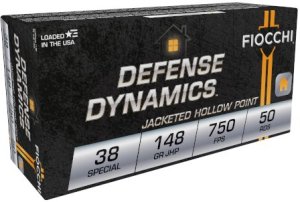 Fiocchi 38E Defense Dynamics .38 Special 148gr JHP 50rd