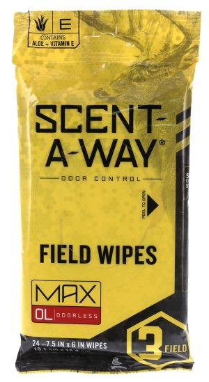 Scent-A-Way Max Odor Control Field Wipes 7.5"x6" 24 Pack