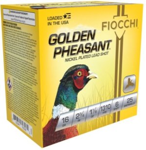 Fiocchi 16GP6 Golden Pheasant 16 Gauge Lead Ammunition 1310FPS 2.75" 1 1/8 oz 6 Shot 25 Rounds