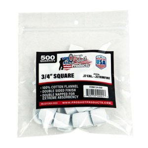 Pro-Shot 3/4 Inch Cotton Gun Cleaning Patches 500 Pack Rimfire .17-.22 CAL