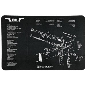 TekMat 1911 Pistol Mat 11"x17" Microfiber TekTowel Black Packed In Tube