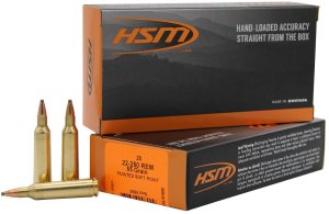 HSM 222504N Varmint 22-250 Rem 55gr Soft Point Ammo 20 Rounds