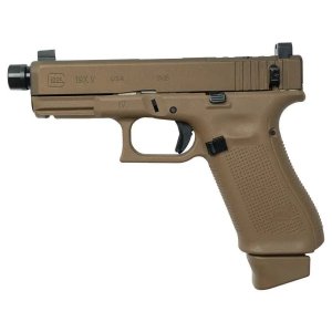 Glock V-Series Model 19x w/HUSH Slide Lock Handgun 9mm Luger 17rd Magazines (3) 4.6 Threaded Barrel Suppressor Sights FDE USA
