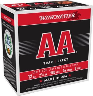 Winchester AA12FL8@ AA Low Recoil Low Noise Target Load 12 ga 2.75" 26g #8