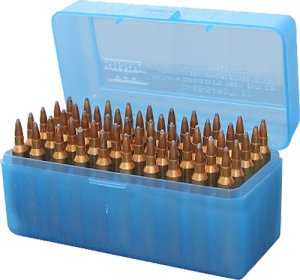 MTM Case-Gard R-50 Series 50 Round Large Rifle Ammo Box Clear Blue