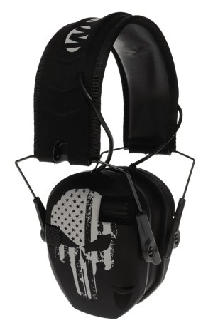 Walker's Razor Slim Electronic Muff 23 dB Black Punisher Flag