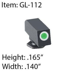 AmeriGlo GL-112 Tritium Front Sight 0.165"x0.140" Green/White for Glock