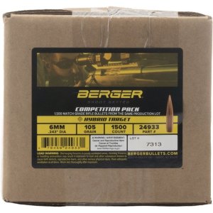 Berger 6mm 105gr Hybrid Boat Tail Match Grade 1500ct