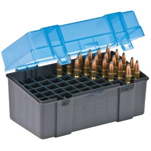 Plano Ammo Box 50 Rounds Large Rifle Flip Top Blue 123050