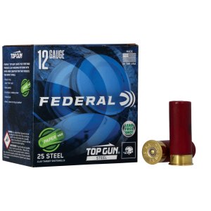 Federal Top Gun 12 Gauge Steel Shot Ammunition: 25 Rounds, 7.5 Shot Size, 1oz Weight, 1250 FPS Velocity, TG12WS1 Model