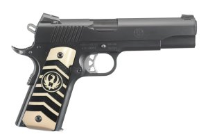 Ruger 6756 SR1911 Semi-Auto Pistol, 10mm, 5-Inch Barrel, Black Nitride Stainless Steel, White Chevron Ivorylite Grip, 8+1 Capacity, Tritium 3-Dot Sights