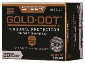 Speer Gold Dot 38 Special +P 135gr Hollow Point 20/Box