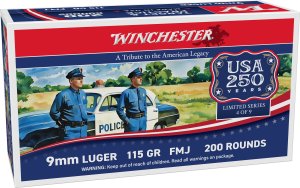 Winchester USA 9mm 115gr FMJ 1000rd Packed in Trays, 9mm Luger, Full Metal Jacketed, 115 Grains