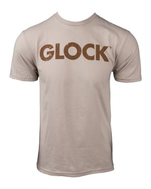 Glock Caliber Tee 2XL Tan 100% Cotton Short Sleeve Logo Shirt