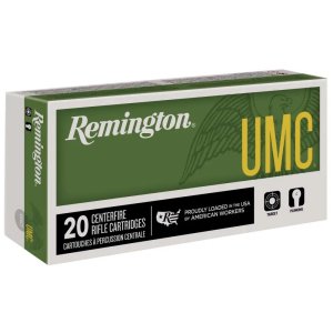 Remington UMC 23661 Centerfire Rifle Ammo, 450 Bushmaster, 260 gr FMJ, 20 rd, Brass Color