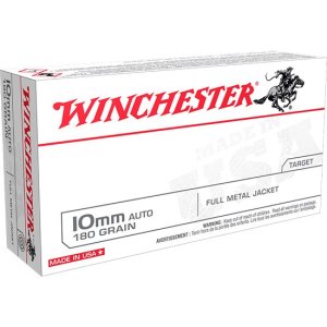 Winchester Ammo USA10MM USA Target 10mm Auto 180 gr Full Metal Jacket Flat Nose (FMJFN) 20 Per Box/ 10 Cs