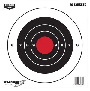 Birchwood Casey EZE-Scorer 8" Bullseye Paper Target Black/Red 26 Pack