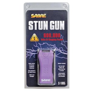 SABRE Dual Capacitor Stun Gun 1.60 uC LED Flashlight Purple