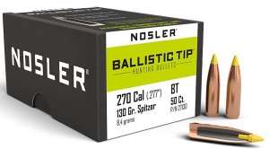 Nosler Ballistic Tip Hunting Bullets .270 Cal .277 130 gr 50-ct 27130
