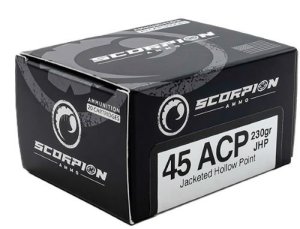 Scorpion 45230JHP S20 45ACP 230Gr JHP 20Rd Premium Ammo