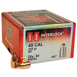 Hornady 45204 InterLock Hunting 45 Cal .452 245 gr Spire Point (SP)