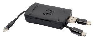 Stealth Cam STCQMCR 4-in-1 SD Card Reader USB-C/Micro USB/Lightning Black