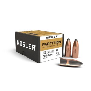 Nosler Partition .375 Caliber, 260gr Flat Base Spitzer Bullets, 50ct - USA Origin
