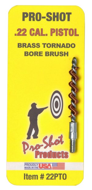 Pro-Shot 22PTO Tornado Bore Brush .22 Cal Pistol #8-32 Thread Brass Spiral