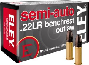 Eley Outlaw .22 LR 42gr Lead Solid 1085fps 50rd Benchrest Ammo