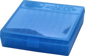 MTM P-100 Flip Top Ammo Box 45ACP/40S&W 100rds Clr Blu