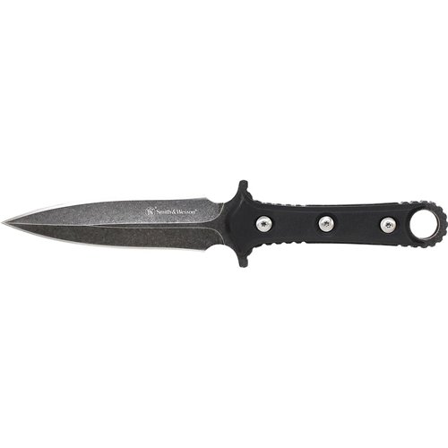 Smith & Wesson SWF606 8Cr13MoV Stonewash Spear Point Black G10