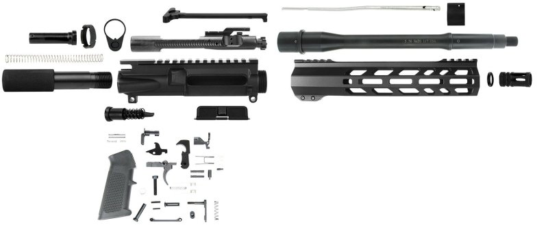 TacFire SSPK556LPK10 5.56x45mm NATO AR-Pistol Kit Black Steel