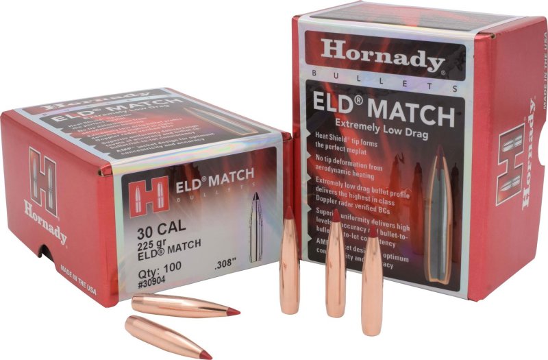 Hornady ELD Match Target 30 Cal .308 225 Grain Bullets