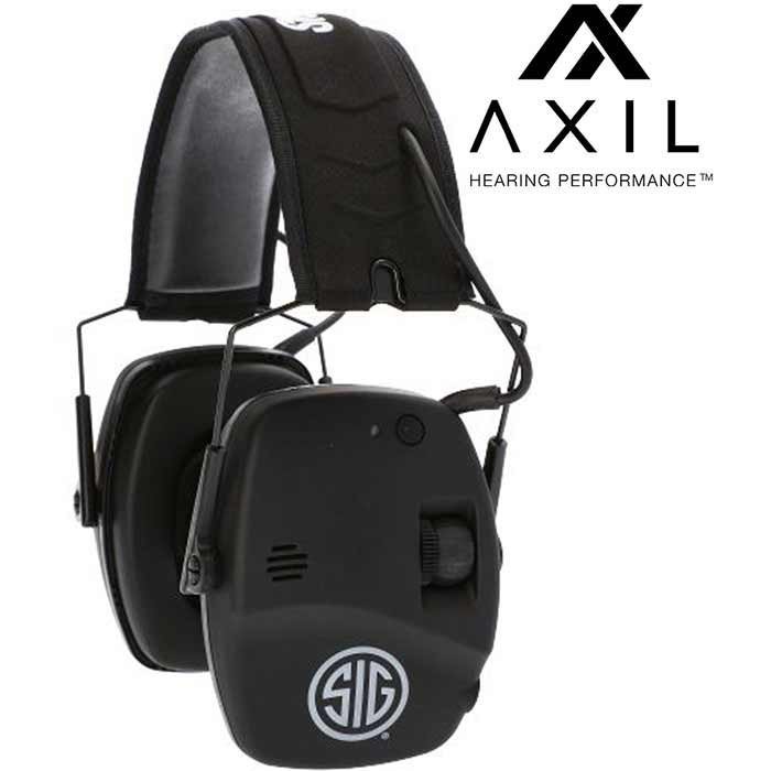 AXIL SIGTRACKRBLU Bluetooth Tactical Earmuff, 27dB SNR, Matte Black