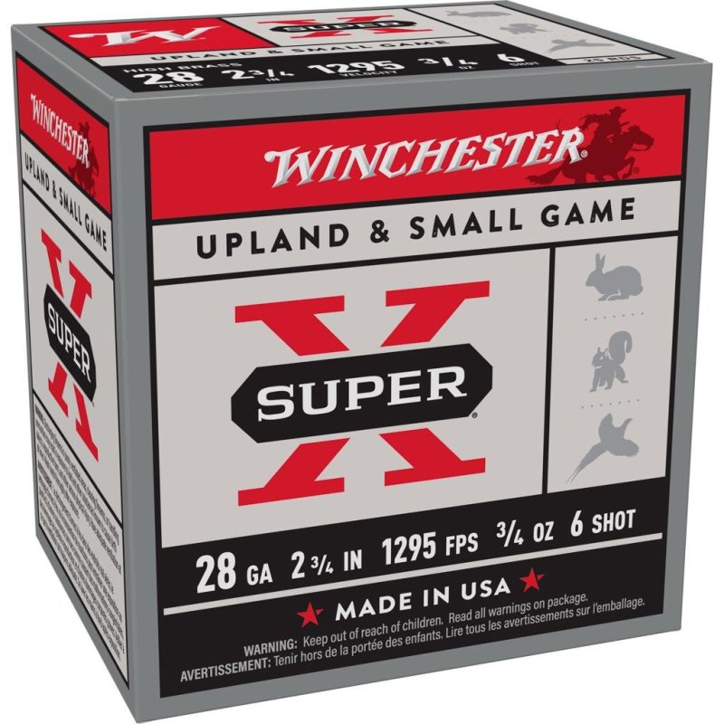 Winchester Super-X High Brass 28 Gauge Ammo 2-3/4" #6 Lead 3/4 oz 1295 fps