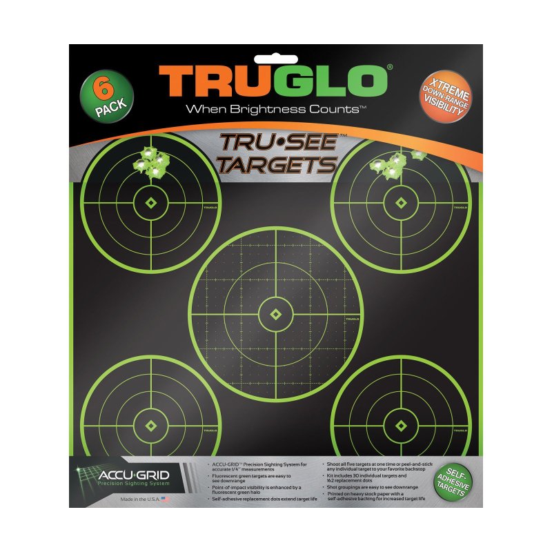 TRUGLO TruSee TG-TG11A6 Splatter 5-Bullseye Target 12x12 Green 12" X 12"