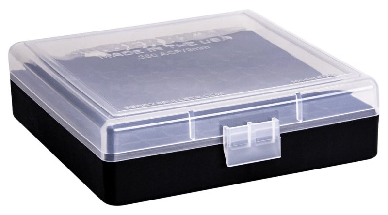 Berry's Mfg #001 Clear Top/ Black Ammo Box - 380 ACP/ 9mm Luger 100/ct