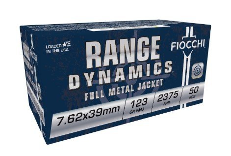 Fiocchi Range Dynamics 7.62x39mm 123gr FMJ Brass 50rnd Box