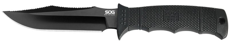 SOG Seal Pup Elite E37SNCP 4.85 In Fixed Clip Point Plain Black