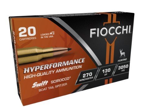 Fiocchi 270SCA Hyperformance .270 Win 130gr Swift Scirocco II 20 Rounds