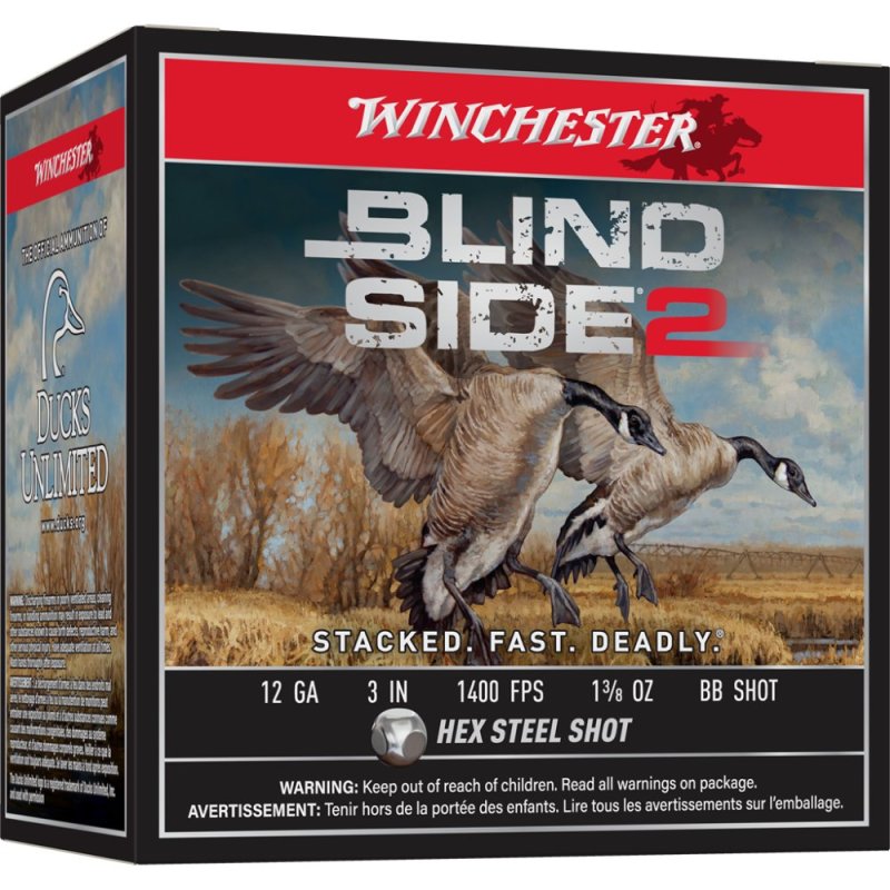 Winchester Blind Side 2 12 ga. 3" 1 3/8 oz. Hex Steel BB Shot 1400 FPS